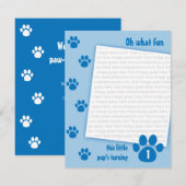 Blauwe pootdruk op zaterdag kaart (Voorkant / Achterkant)