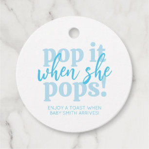 Blauwe Pop als ze Baby shower Gift Pop Bedankjes Labels
