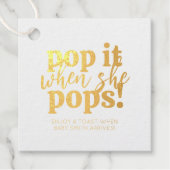 Blauwe Pop als ze Baby shower Pop Bedankjes Labels (Voorkant)