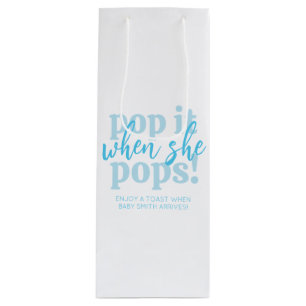 Blauwe Pop als ze Baby shower Pop Wijn Cadeautas