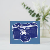 Blauwe Pop Art Camera Briefkaart (Staand voorkant)