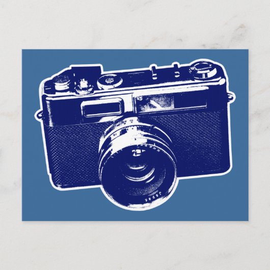 Blauwe Pop Art Camera Briefkaart (Voorkant)