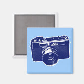 Blauwe Pop Art Camera Magneet (Voorkant / Achterkant)
