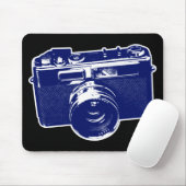 Blauwe Pop Art-camera Muismat (Met muis)