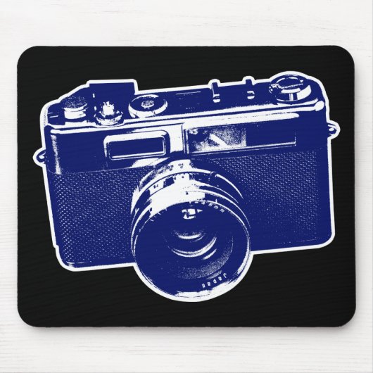 Blauwe Pop Art-camera Muismat (Voorkant)