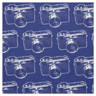 Blauwe Pop Art Camera Stof