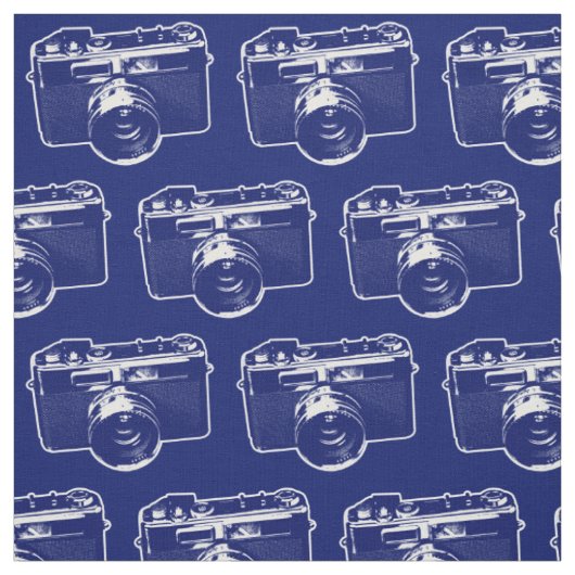 Blauwe Pop Art Camera Stof (Swatch)