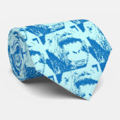 Blauwe Pop Art Gorilla Gezichten Stropdas (Opgerold)