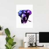 Blauwe Pop Art Olifant Ink Paint Poster (Thuiskantoor)