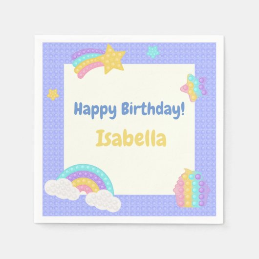 Blauwe Pop Het Fidget Verjaardag Servet (Voorkant)