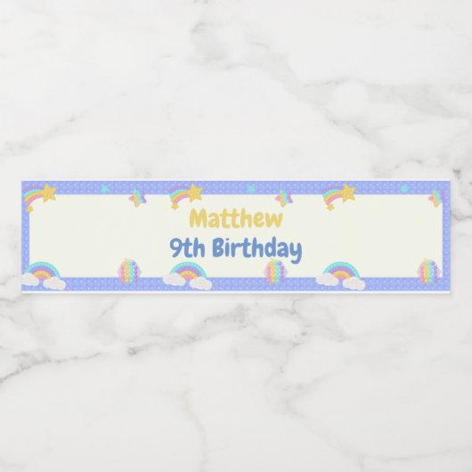 Blauwe Pop Het Fidget Verjaardag Waterfles Etiket (Enkel label)