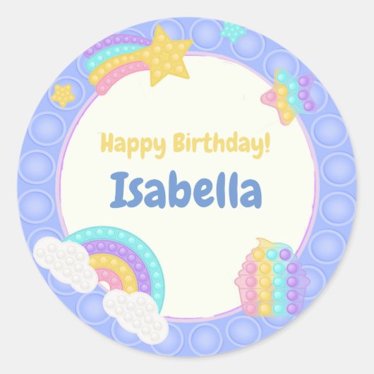 Blauwe Pop het Ronde Sticker (Voorkant)