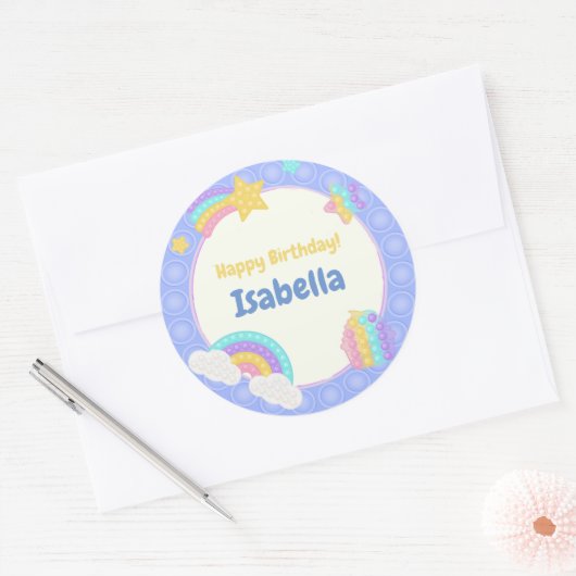 Blauwe Pop het Ronde Sticker (Envelop)