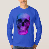 Blauwe Pop Kunst Retro Stijlvolle schedel T-shirt (Voorkant)