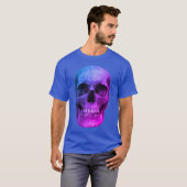 Blauwe Pop Kunst Retro Stijlvolle schedel T-shirt (Voorkant volledig)