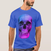 Blauwe Pop Kunst Retro Stijlvolle schedel T-shirt (Voorkant)
