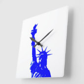 Blauwe Pop Kunstbeeld van Liberty Square Wallclock Vierkante Klok (Hoek)