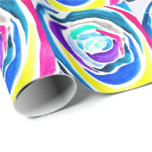 Blauwe pop roos waterverf cadeaupapier (Rol Hoek)