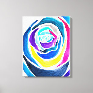Blauwe pop roos waterverf canvas afdruk