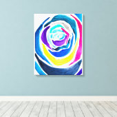 Blauwe pop roos waterverf canvas afdruk (Insitu (Houten vloer))