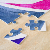 Blauwe pop roos waterverf legpuzzel (Zijkant)