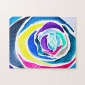 Blauwe pop roos waterverf legpuzzel (Horizontaal)