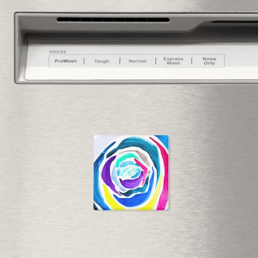 Blauwe pop roos waterverf magneet (Insitu (Vaatwasser))