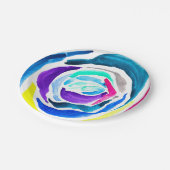 Blauwe pop roos waterverf papieren bordje (Gekanteld)