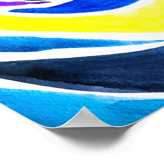 Blauwe pop roos waterverf poster (Hoek)