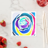 Blauwe pop roos waterverf servet (Insitu)