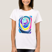 Blauwe pop roos waterverf t-shirt (Voorkant)