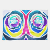 Blauwe pop roos waterverf theedoek (Horizontaal)