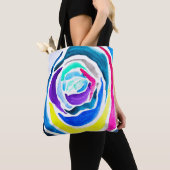 Blauwe pop roos waterverf tote bag (Dichtbij)
