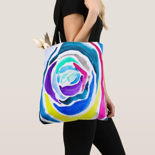 Blauwe pop roos waterverf tote bag (Dichtbij)