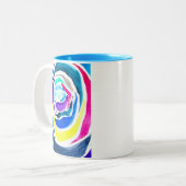 Blauwe pop roos waterverf tweekleurige koffiemok (Voorkant links)