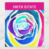 Blauwe pop roos waterverf wijn etiket (Enkel label)