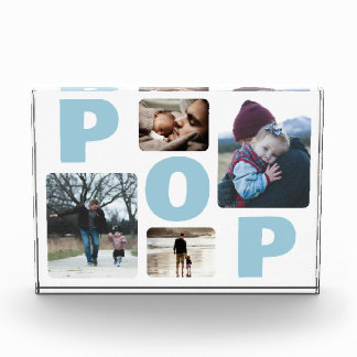 Blauwe Pop Vaderdag Familiefotocollage Fotoblokken