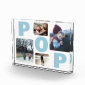 Blauwe Pop Vaderdag Familiefotocollage Fotoblokken (Rechts)