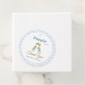 Blauwe Poppin Flessen Jongen Baby shower Bedankjes Labels (In situ)