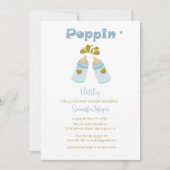 Blauwe Poppin Flessen Jongen Baby shower Kaart (Voorkant)