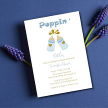 Blauwe Poppin Flessen Jongen Baby shower