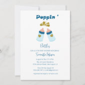 Blauwe Poppin Flessen Jongen Baby shower Kaart (Voorkant)