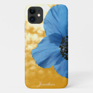 BLAUWE POPPY bloem gouden lucht iPhone 11 Hoesje