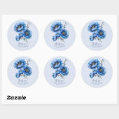 Blauwe Poppy Bloemen bruiloft Dank u Ronde Sticker (Vel)