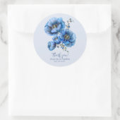 Blauwe Poppy Bloemen bruiloft Dank u Ronde Sticker (Tas)