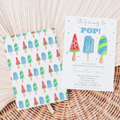 Blauwe Popsicle Baby Shower Kaart