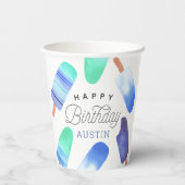 Blauwe Populair Gepersonaliseerde Kinderen Birthda Papieren Bekers (Achterkant)