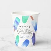 Blauwe Populair Gepersonaliseerde Kinderen Birthda Papieren Bekers (Voorkant)