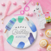 Blauwe Populair Gepersonaliseerde Kinderen Birthda Papieren Bordje (Feest)