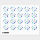 Blauwe populatie Gepersonaliseerde kinderen Birthd Ronde Sticker (Vel)